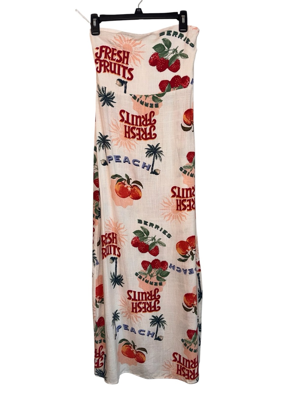Paper Heart Fresh Fruits Strapless Maxi Dress Linen Blend Anthropology Size S